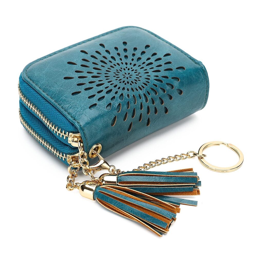 9069 RFID Credit Card Holder Zipper Card Case Keychain Small Wallet 1942-2